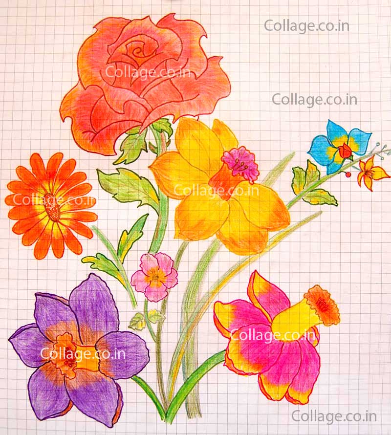 Rose with Daffodil and Chrysanthemum